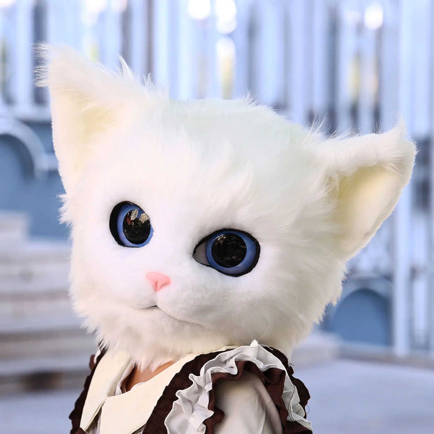 Ręcznie robiona futrzana maska kota Kigurumi Cosplay Anime Perski kot Fursuit Głowa Futrzana maska głowy Kig Halloween Performance Prop Kid Gift