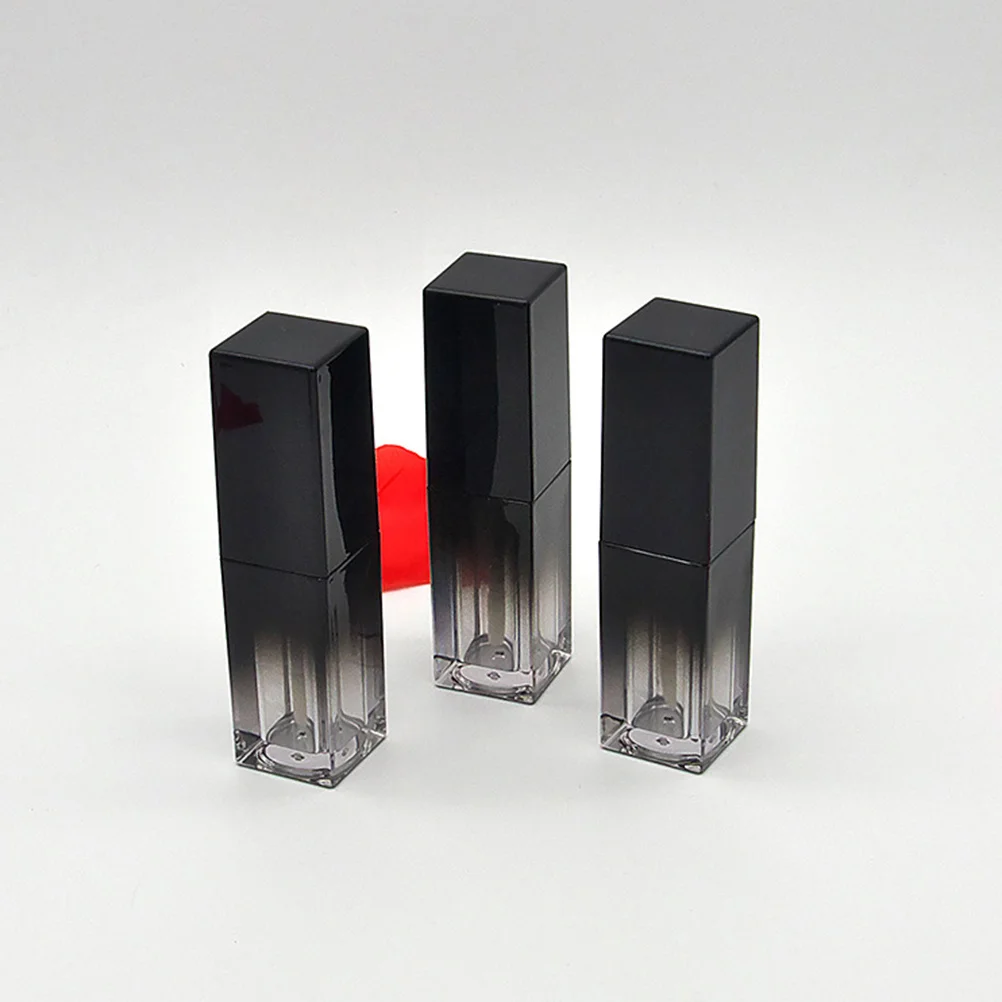 3 flacons vides de gloss à lèvres de 5 ml, tube carré portable, design noir UV, conteneur pratique pour les voyages, pour la beauté des femmes