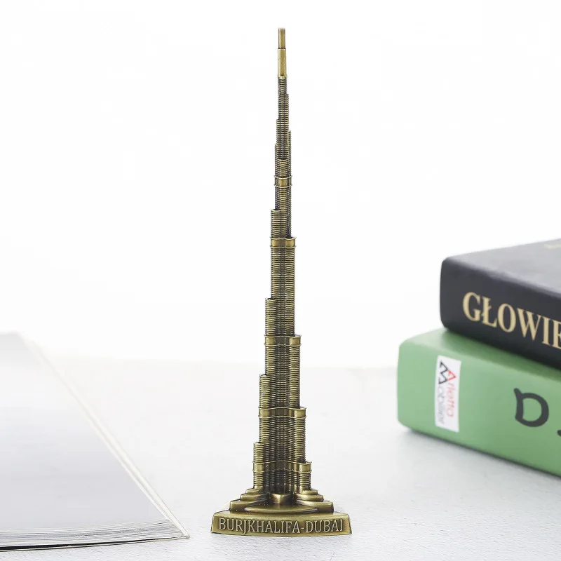 13-25cm Metal Burj Khalifa Tower Model Dubai Landmark Building Tourist Souvenir Home Room Decor Accessories Furnishing Articles