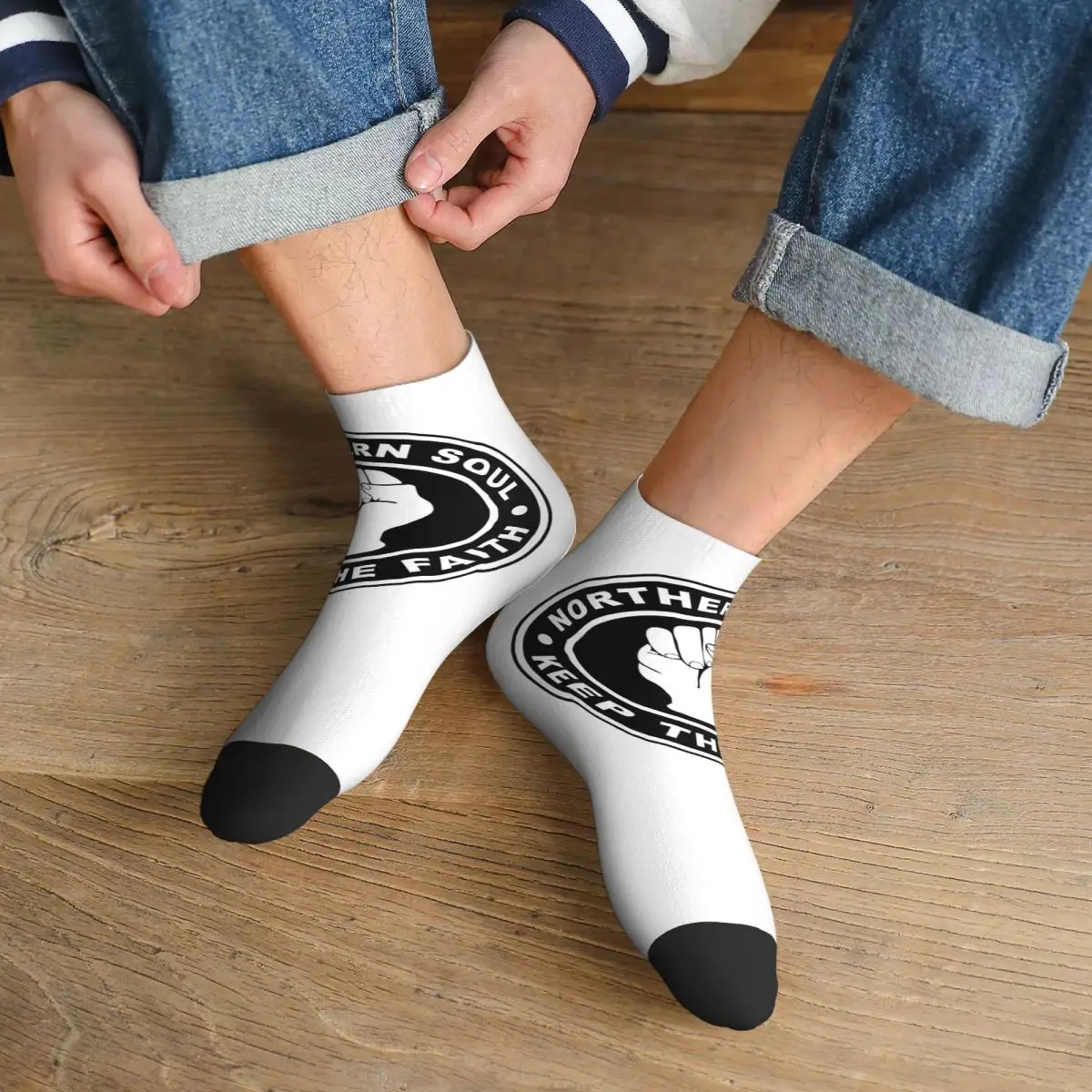 

Northern Soul Keep The Fait Socks Harajuku Sweat Absorbing Stockings All Season Socks Accessories for Man's Woman's Christmas