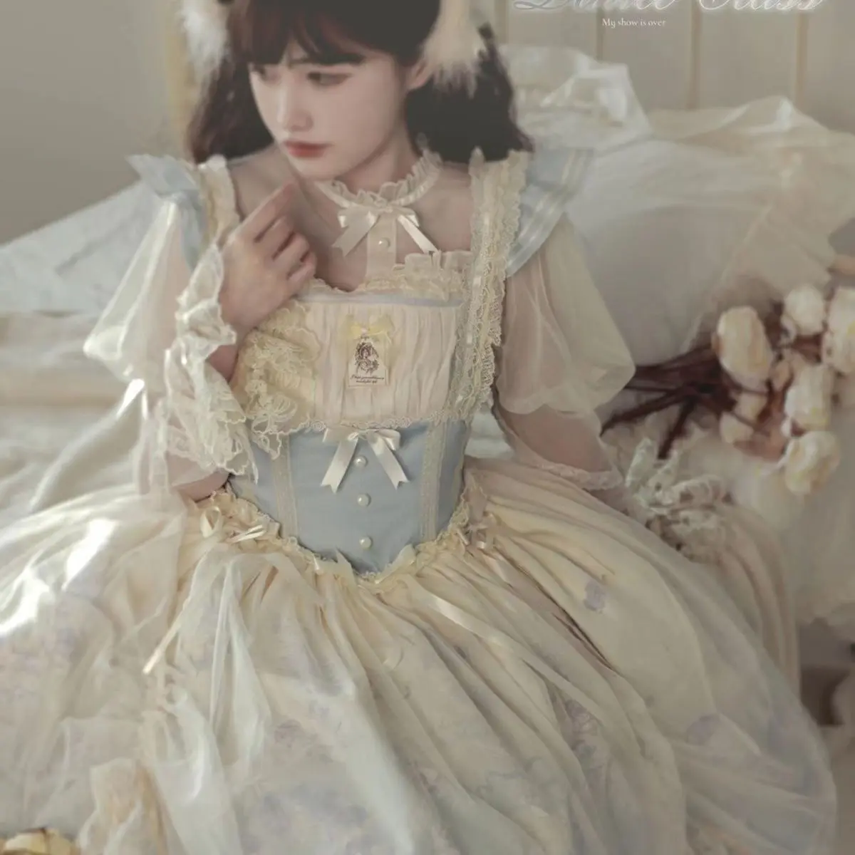 Lolita Dress JSK Fairy Full autunno/inverno Dream Doll Bow Lace Ruffled Kawaii Princess Dress viola blu