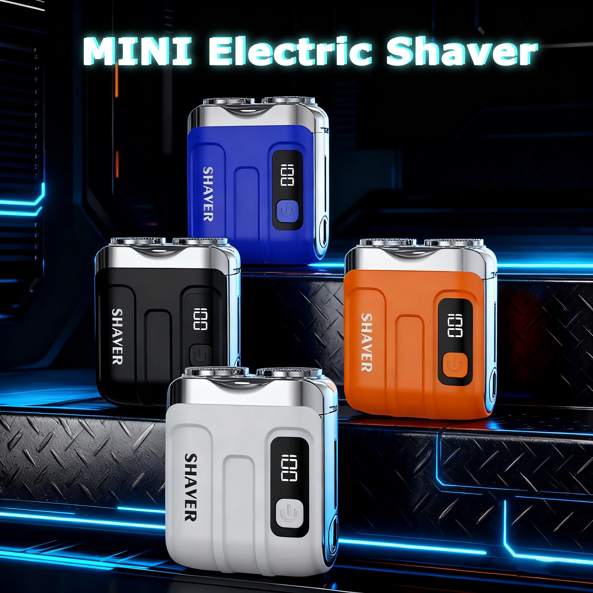 

Mini Electric Shaver LED Digital Display Double Floating Magnetic Blade Head Portable Beard Knife Rotary Electric Razor