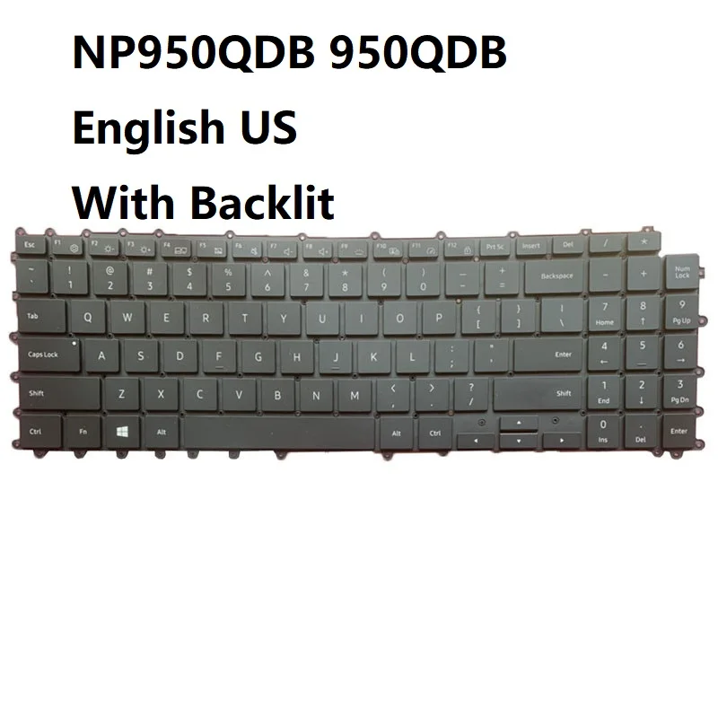 English US Black With Backlit Laptop Keyboard For Samsung NP950QDB 950QDB BA59-04674A 21F6B-US New