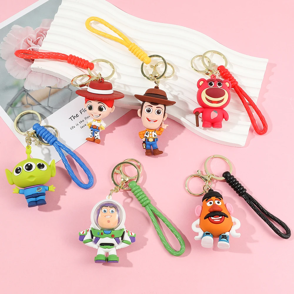 Cartoon Anime Film Toy Story  Toys Figure Woody Buzz Lightyear Keychain Action Jessie Woody Alien Key Ring Toys for Kids Gift