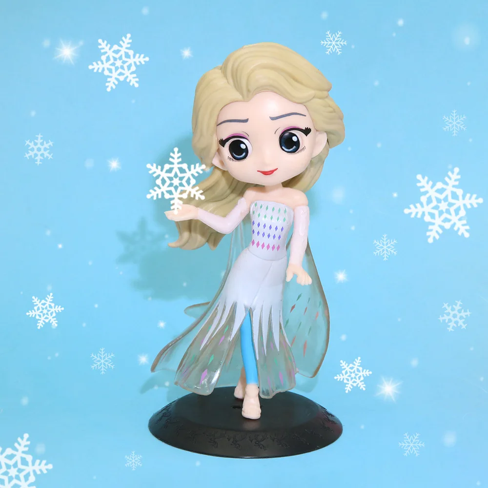 15cm Disney Q Posket Frozen Queen Princess Elsa Figurine Model Toys Cake Figure Ornament Dolls Present Home Decor Birthday Gifts