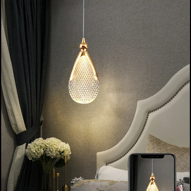 Modern Acrylic Pendant Lamp Adjustable Cord Mini Acrylic LED Hanging Light for Kitchen Island Dining Room Bedroom Parlor Bedside