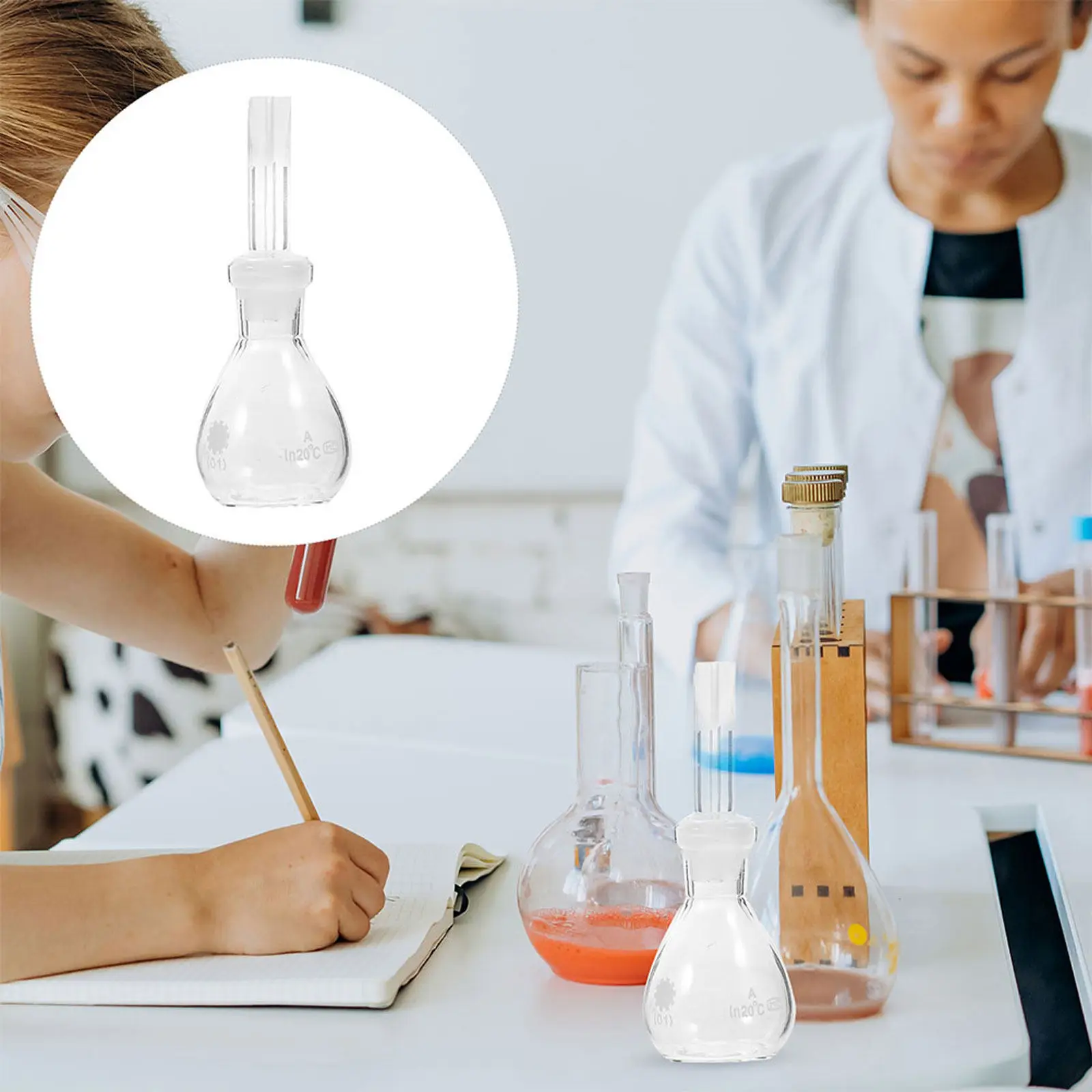 Laboratory Glass Pycnometer Bottle Transparent Reagent Storage Bottle Stopper Accurate Density and Gravity Test