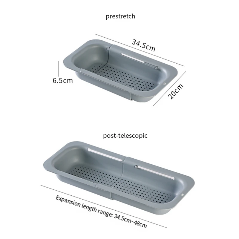 Passoire extensible et durable au-dessus de l'évier, panier pour laver les fruits, égoutter les pâtes cuites et les plats secs