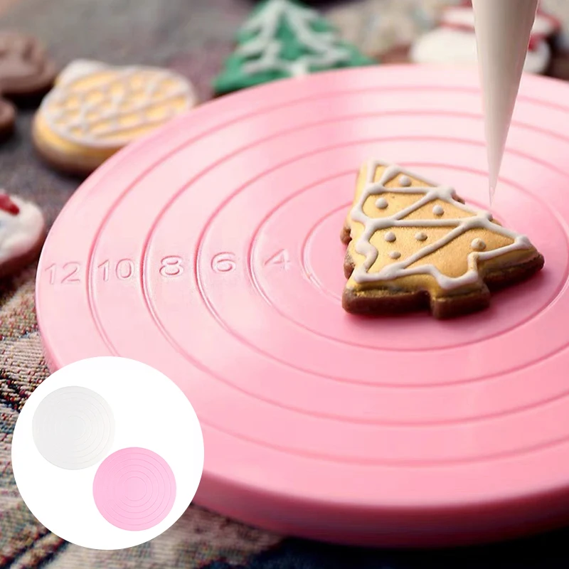 DIY Mini Cake Rotary Table Plastic Fondant Cake Turntable Revolving Platform Anti-skid Round Cookie Stand Rotating Kitchen Tools