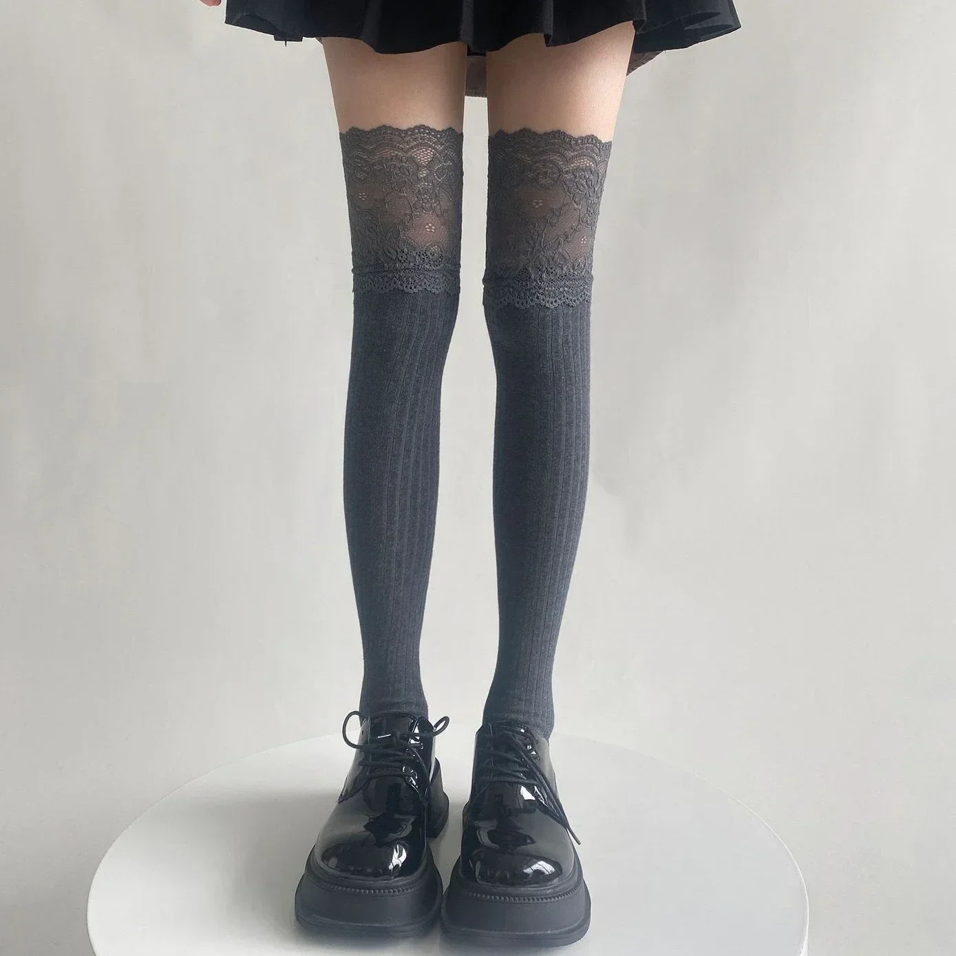 

Autumn Winter Women Stockings Japanese Fashion Solid Color Thigh High Socks Lolita Lacework Knee High Socks Thigh High Stockings