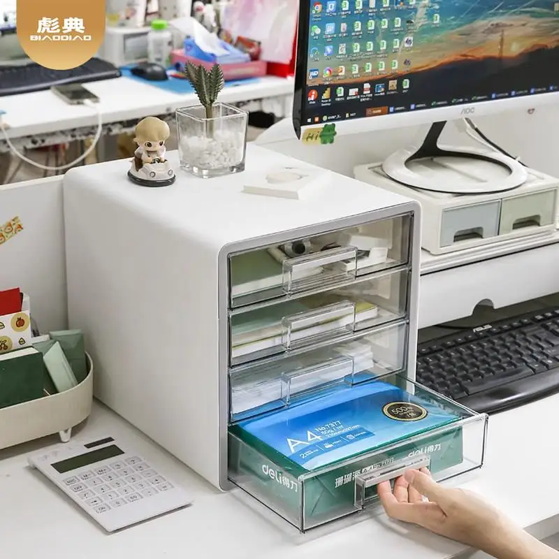 

Desktop Drawer Style Storage Box Transparent Multi-layer A4 File Cabinet Office Desk Organizer Tool Simple Rectangular Plastic