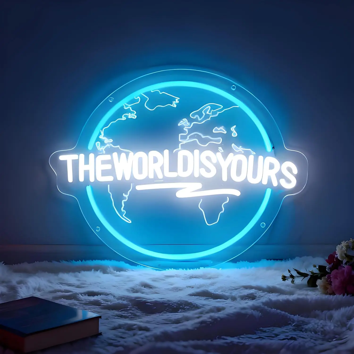 

The World is Yours Neon Sign USB Powered LED Light for Birthday Party Bar Gaming Room Bedroom Decoration Gift Art Wall Light