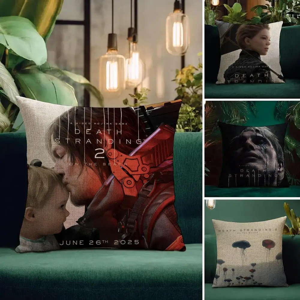 Game Death Stranding 2 Cushion Cover Natural Linen Pillowcase Set All-in-One Decor Cushion Cover for Sofa Bedroom Chair