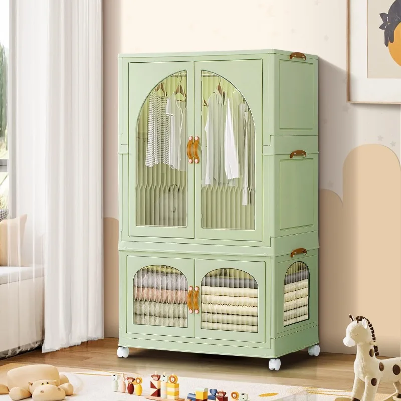 Portable Kids Closet Children's Wardrobe Collapsible Plastic Large Baby Clothes Cabinet Bedroom Nursery Armoire Toddler Dresser