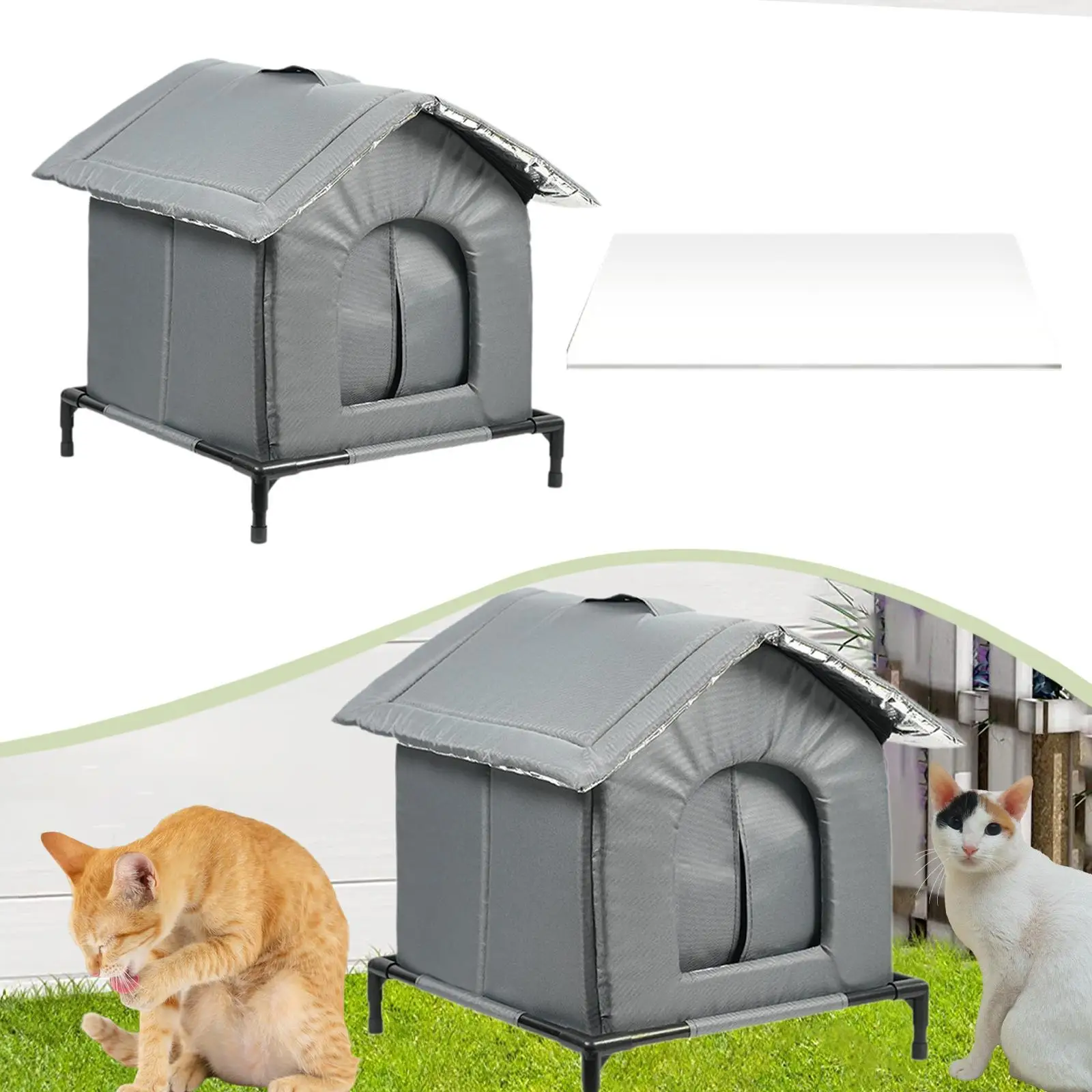 Weatherproof Outdoor Cat House Warm Insulated Kitty Shelter Windproof Tent for Stray Cat Community Use view 5