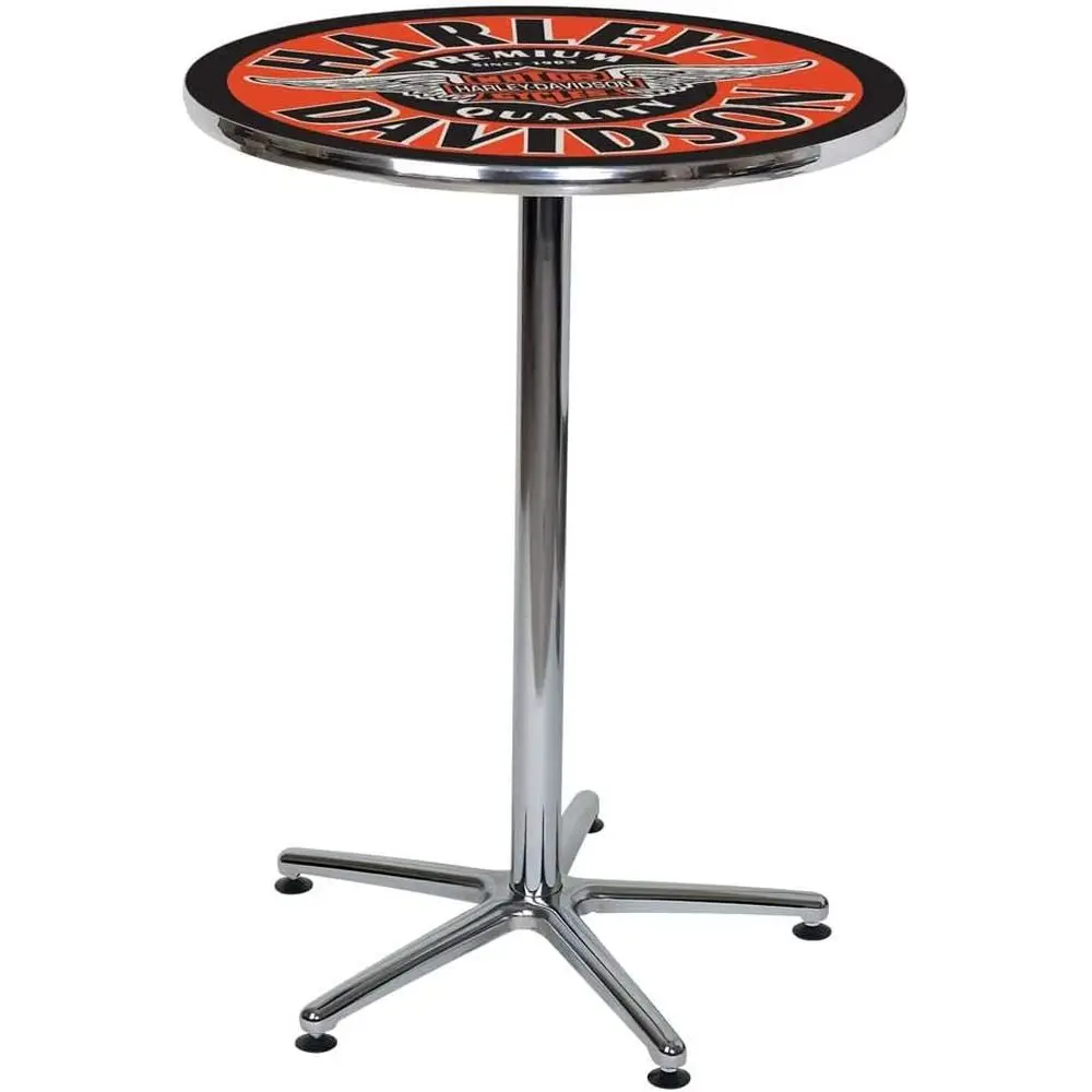 

Round Dining Table with Winged Bar and Shield Design in Black and Orange HDL-12328