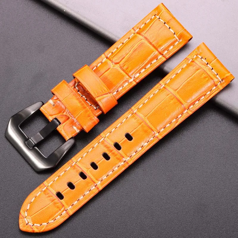 7 Farben Echtleder-Uhrenarmbänder für Panerai-Uhrenarmband 20 mm 22 mm 24 mm dicker Gürtelzubehör