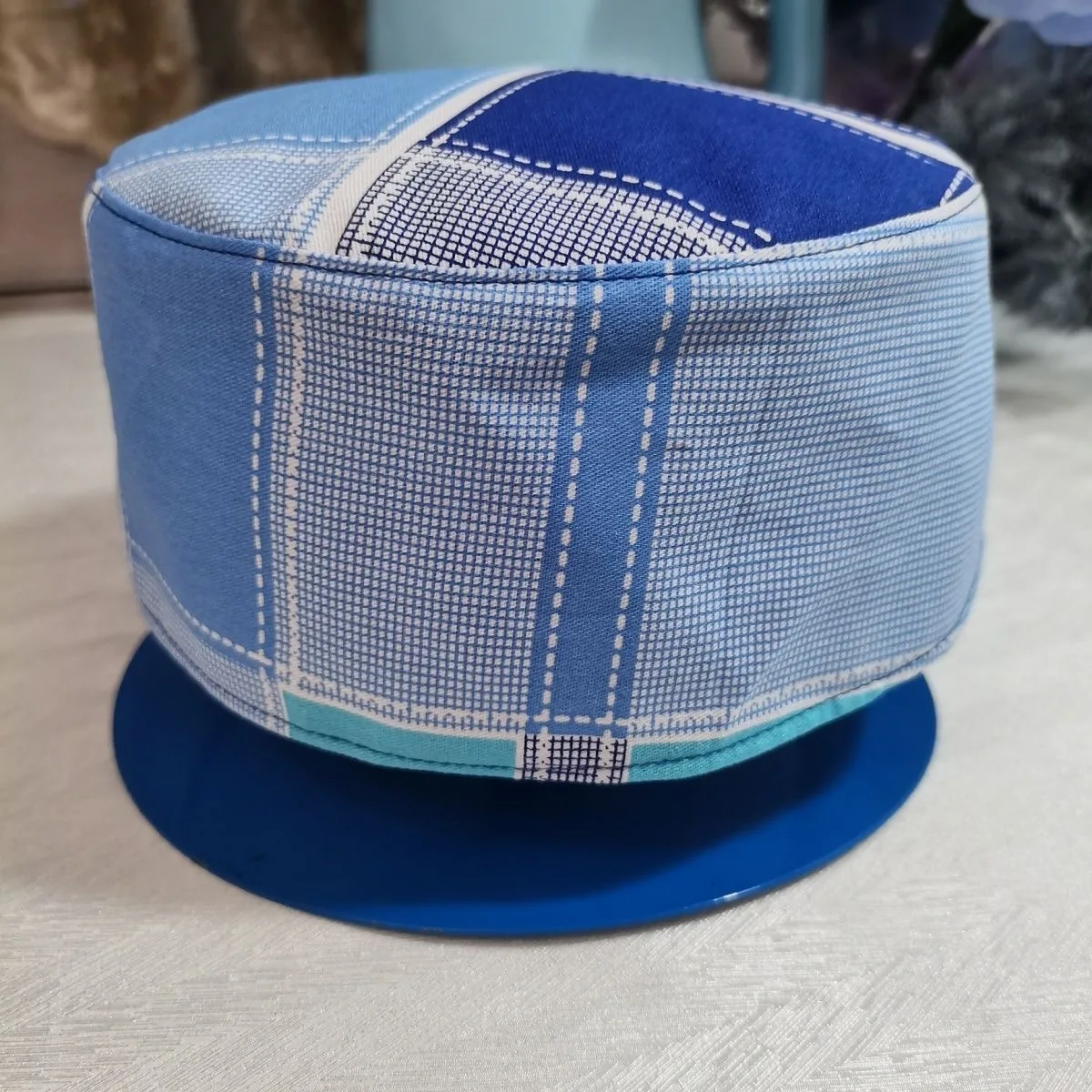 Livraison gratuite chapeau musulman hommes vêtements casquette de prière islamique Taqiyah Kufi produits fisques Kippa coton turc moderne bleu 03461