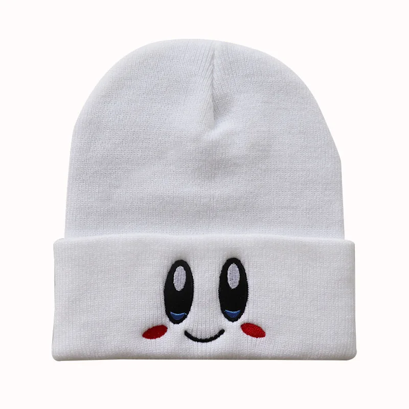 Nowe mody KIRBYS czapki Skullies piękny twarz haft dzianiny kapelusz czapeczka dziecięca Skullie narciarstwo ciepłe Unisex Beanie akcesoria