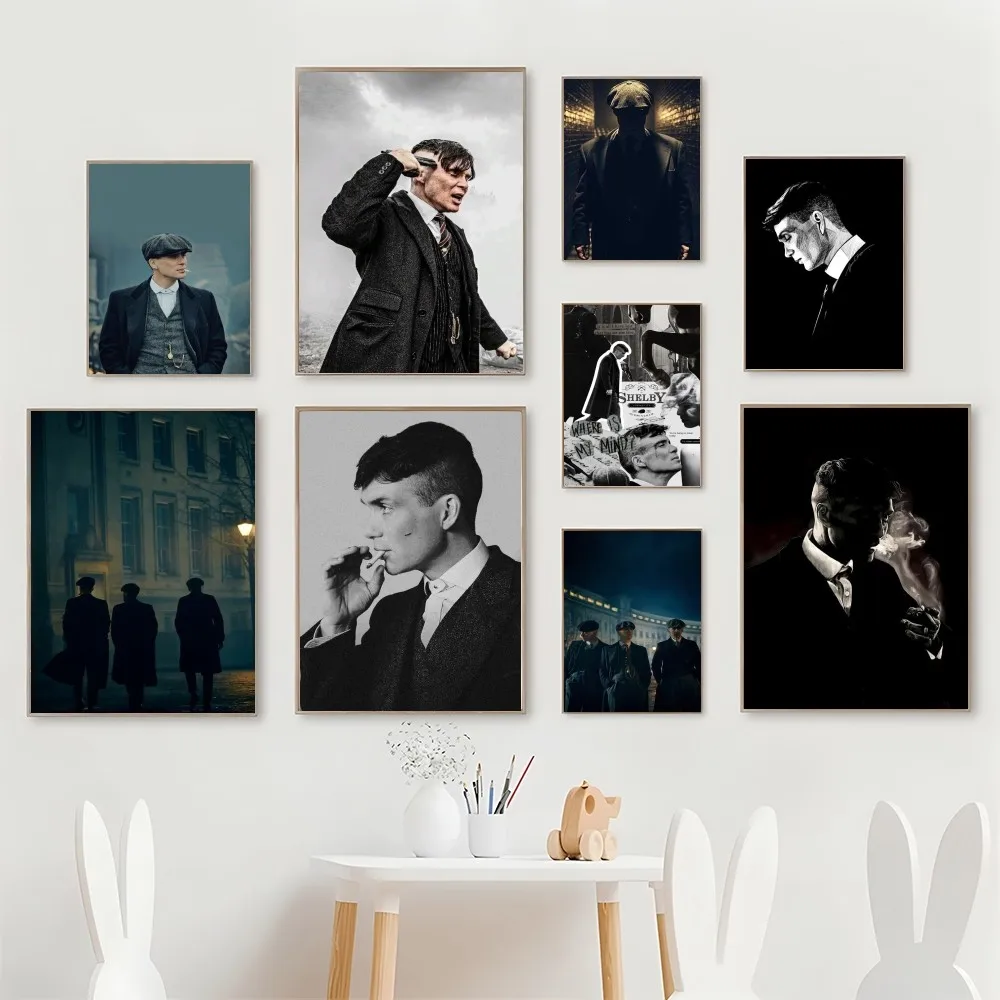 1PC Movie P-Peaky B-Blinders Poster Self-adhesive Art Waterproof Paper Sticker Coffee House Bar Room Wall Decor