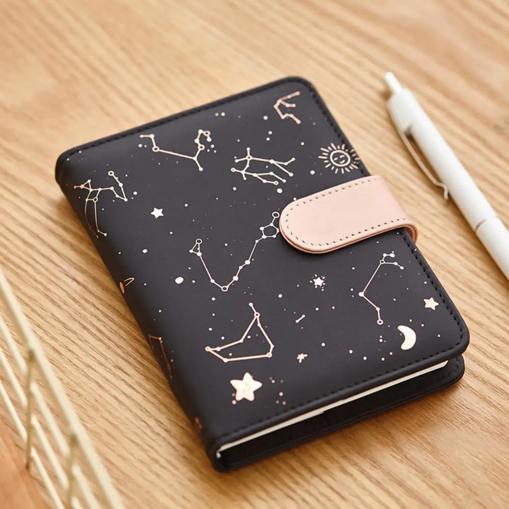 Agenda Planner Undated Notebook Starry sky A6 Small diary Fullyear planner Undated Daily&Monthly plan Soft leather cover