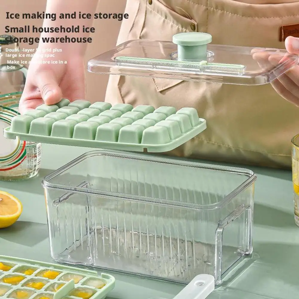 Molde para cubitos de hielo de 28/56 rejillas, modelo de caja de hielo para el hogar, bandeja de hielo, herramientas de prensado de cócteles, congelación de whisky de verano K4n0