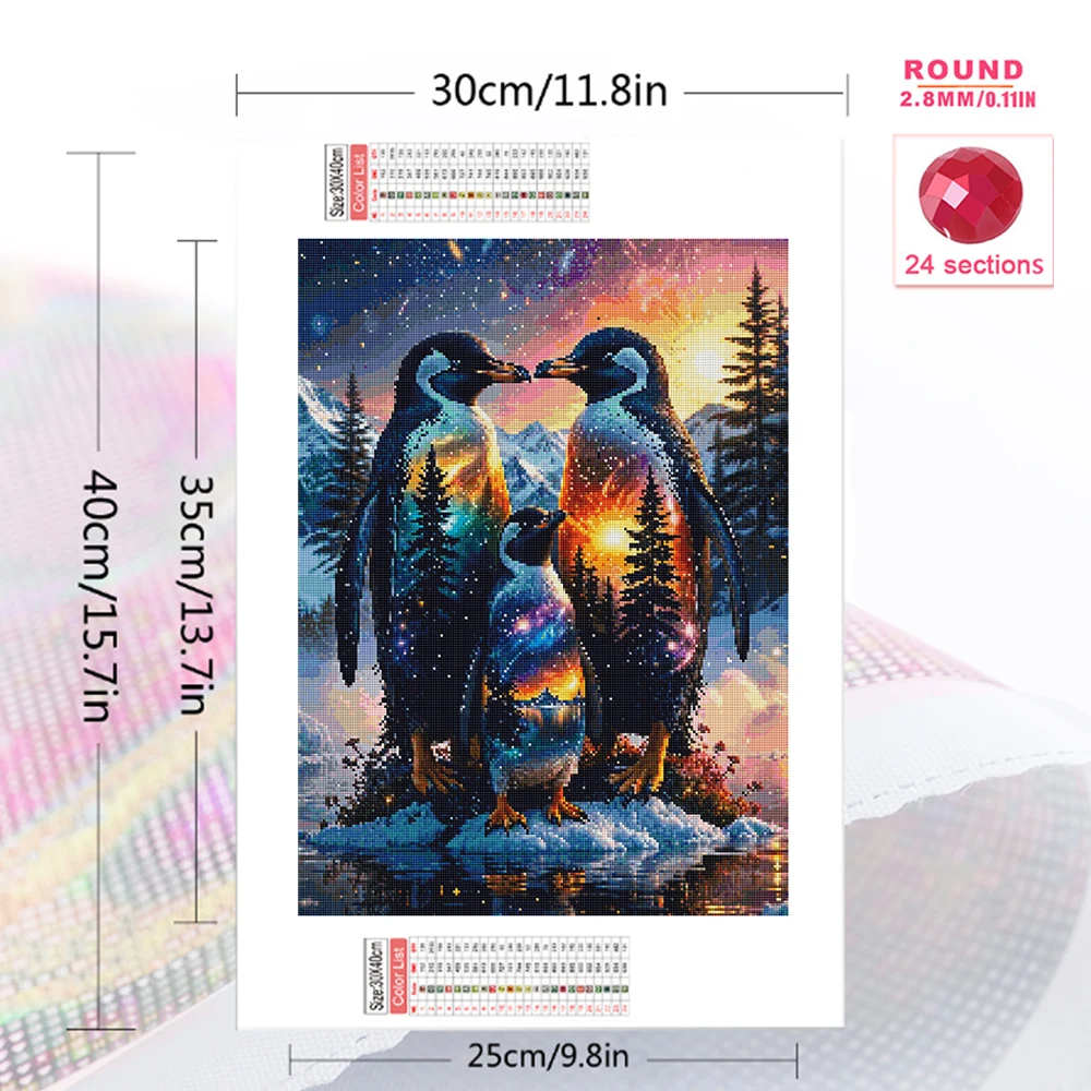 EverShine Diamond Mosaic Animal Painting Penguin DIY Full Square Drill Embroidery Snow Mountain Rhinestones Winter Home Decor