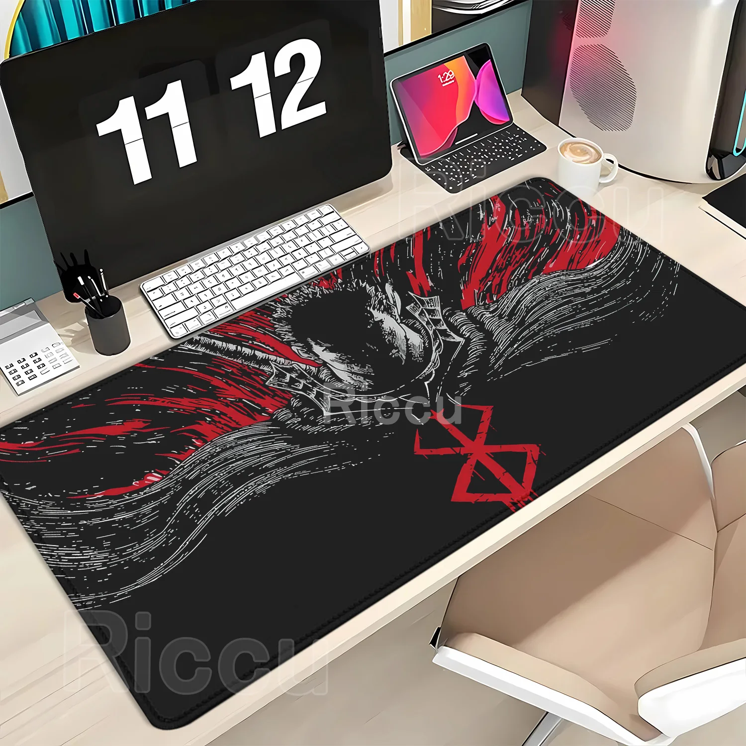 Cartoon Cool B-Berserk Mousepad Tablepad PC Gamers Computer Keyboard Deskmat Rubber Anti-Slip Lock-Edge Speed Office Accessories