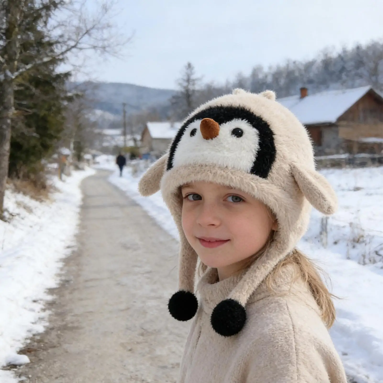 Animal Hats For Kids Penguin Soft Costume Beanie Plush Winter Hat With Ear Flaps For Girls Boys Kids Vacation Fishing Camping