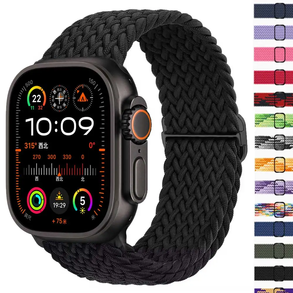 

Поп-плетеная петля Solo для Apple Watch Band 45 мм Ultra 2 49 мм 38 мм 44 мм 40 41 42 мм Эластичный браслет серии 10 9 8 7 3 5 Se 6 4 St