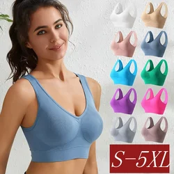 Sujetador de S-5XL sin costuras para mujer, ropa interior deportiva sin aros, transpirable, Top corto, lencería Sexy de Color sólido