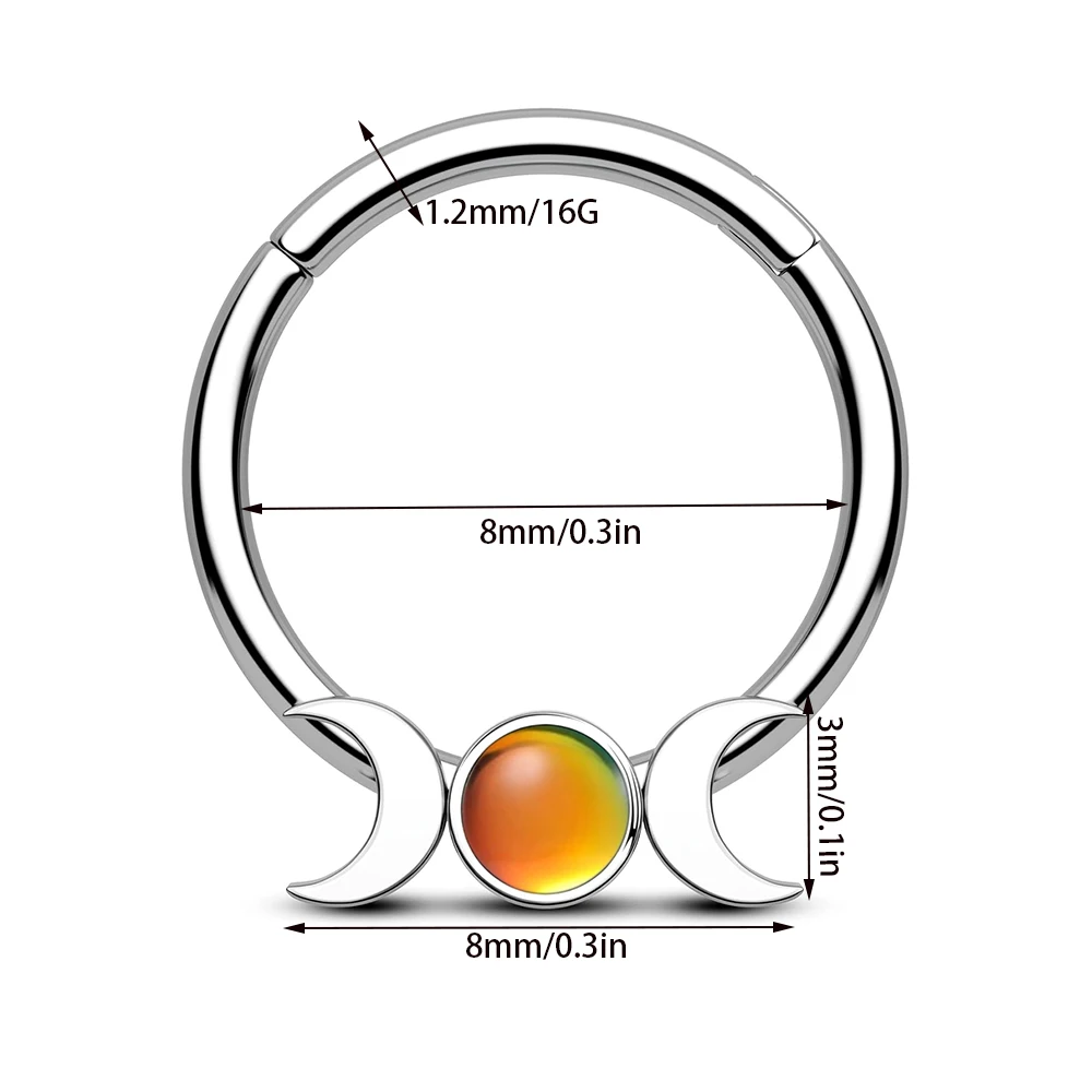 1PC Stainless Steel Septum Jewelry 16G Moon&Sun Septum Rings Daith  Helix Earrings for Women Opal Septum Piercing  Jewelry