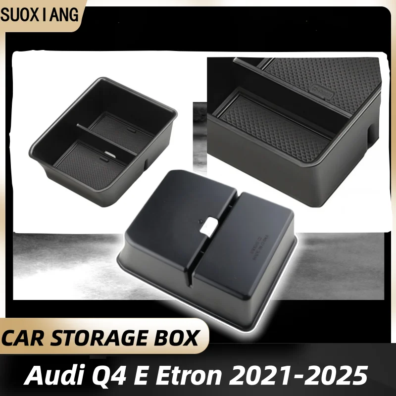 

Car Central Armrest Storage Box for Audi Q4 E-Tron Etron 2021-2025 Center Console Organizer Containers Interior Accessories