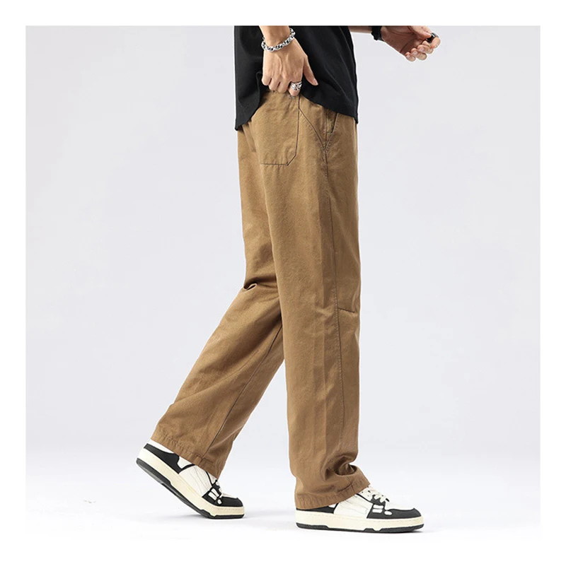 Мужские широкие повседневные брюки из 100% длинноволокнистого хлопка с завязками, свободная мужская одежда большого размера, удобная и мягкая
