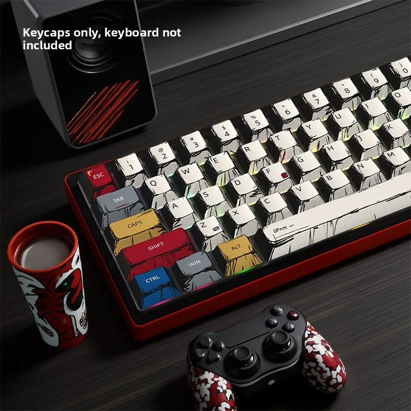 

comic gundam keycaps Anime themed Keycaps Pbt Oem Thermal Sublimation Mad68_Wooting Mechanical Keyboards keycap