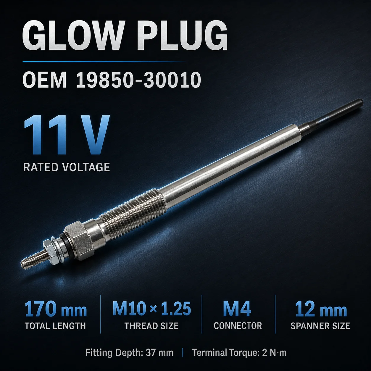 4X 11V Diesel Heater Glow Plug 19850-30010 For Toyota Hilux Vigo Hiace Innova Fortuner 1KD 2KD 2.5 3.0 D-4D 2004+ 19850-0L010