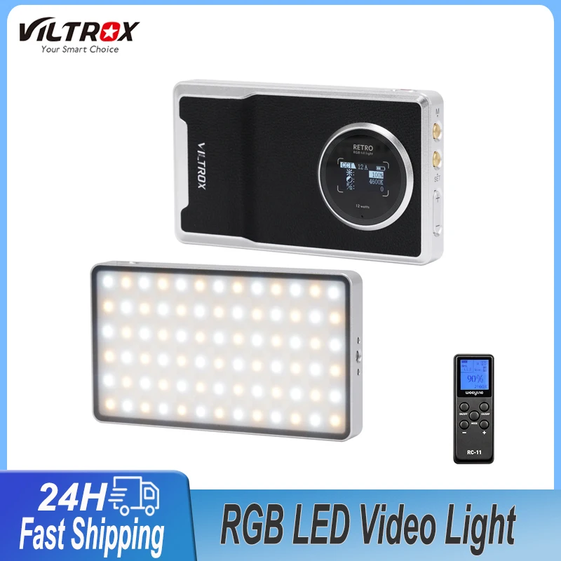 Viltrox Retro 08X 12X RGB LED Video Light Bi Color 2500K-8500K Handheld Selfie Fill Lighting For Photo Studio Portable Lamp