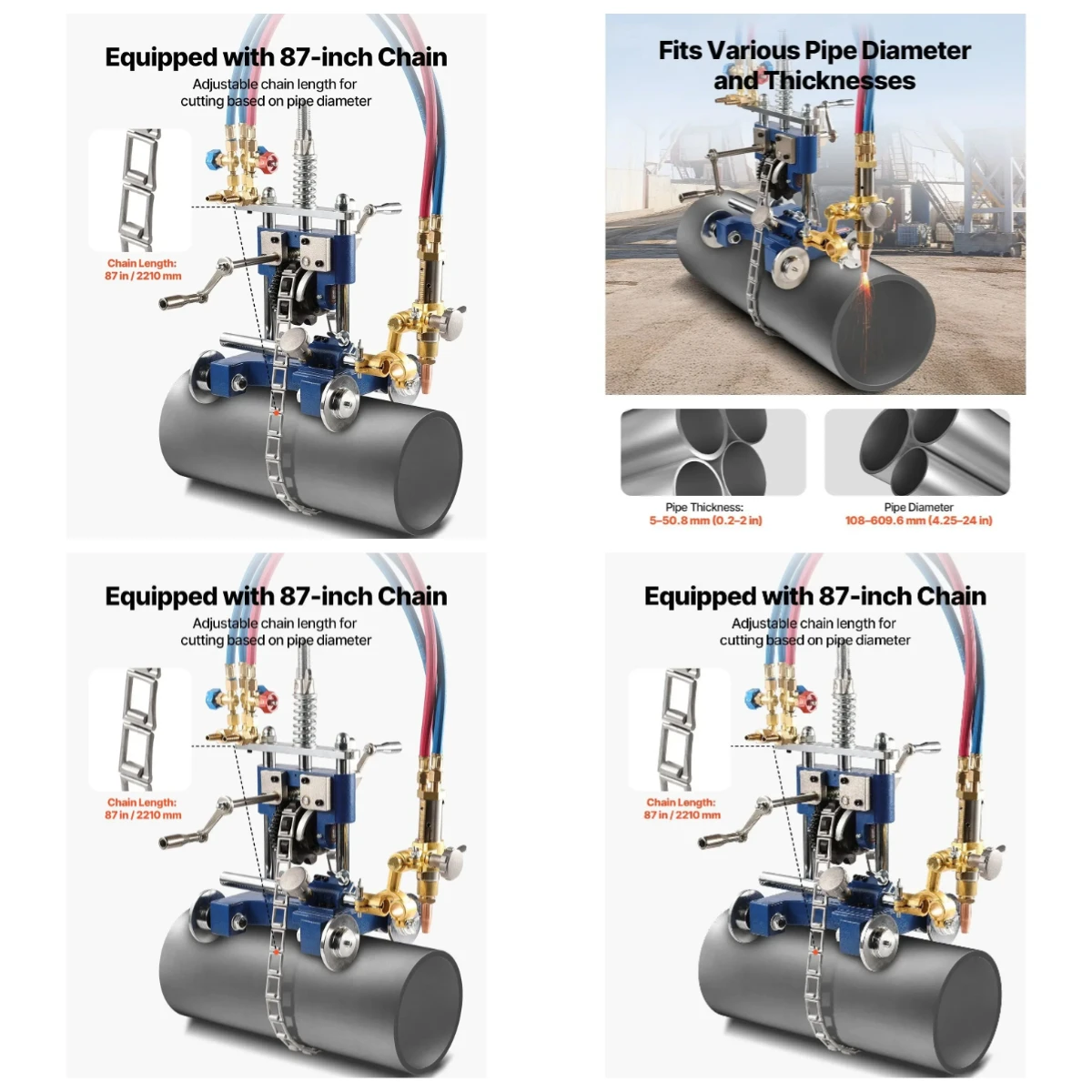 

Gold Seller CG2-11Y Manual Pipe Cutting Machine Portable 0.2'-2' Thick Pipe Cutter with 0-45 Degrees Angle