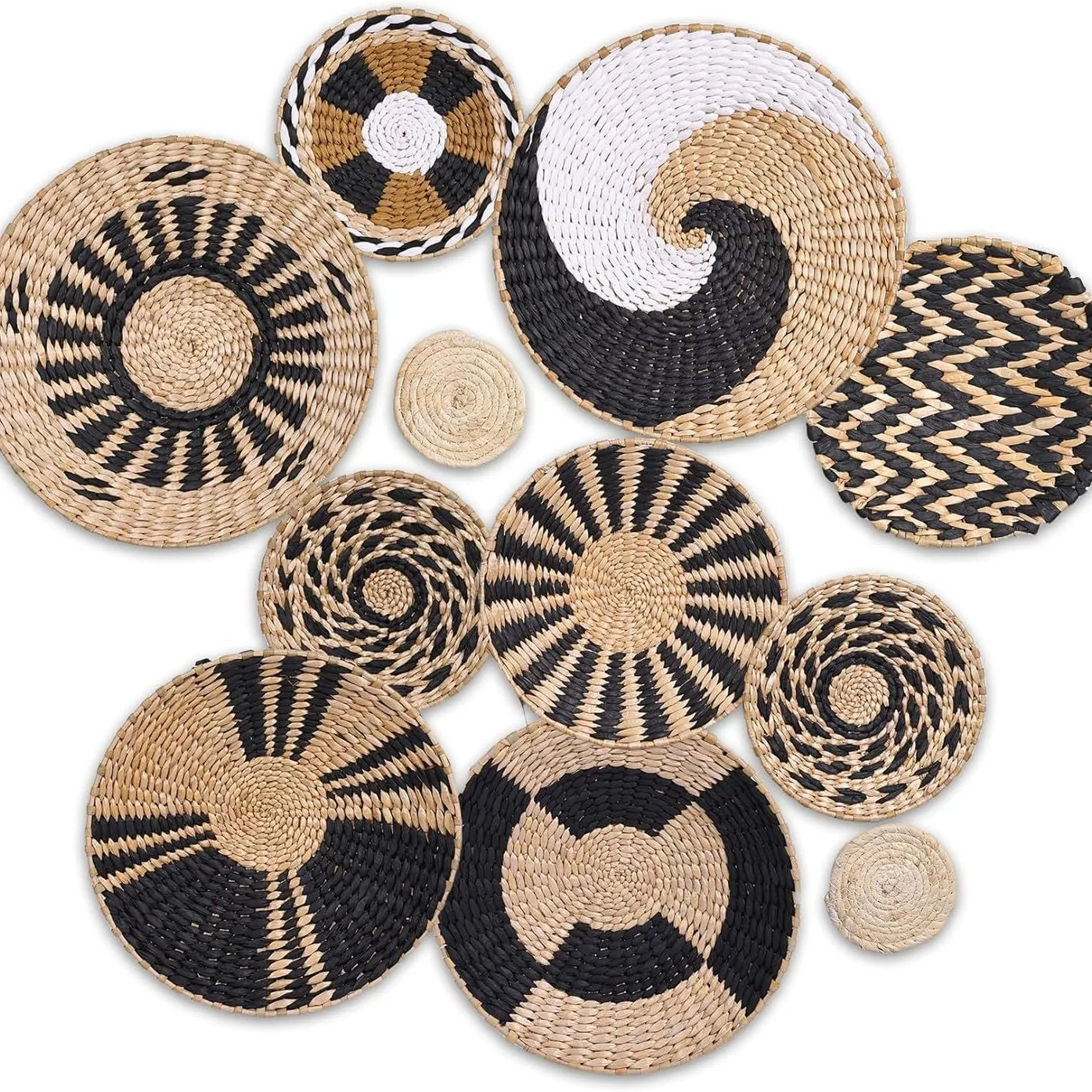 Handmade woven background walls decoration rattan Nordic style restaurant bedroom 15 piece set of wall decorations