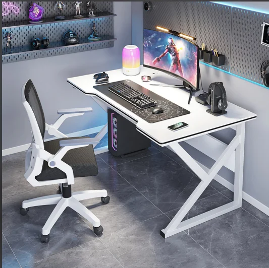 

*Wood Computer Desk Home Desk Student Study Writing Desk Simple Gaming E-Sports Desk with Bookshelf and Drawer Office Desk