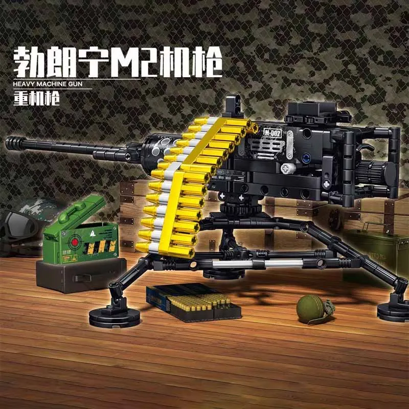 WW2 Military Browning M2 Machine Gun Assemble Model World War II Building Blocks Soldier DIY Sets Dolls Brick Children Toys Gift