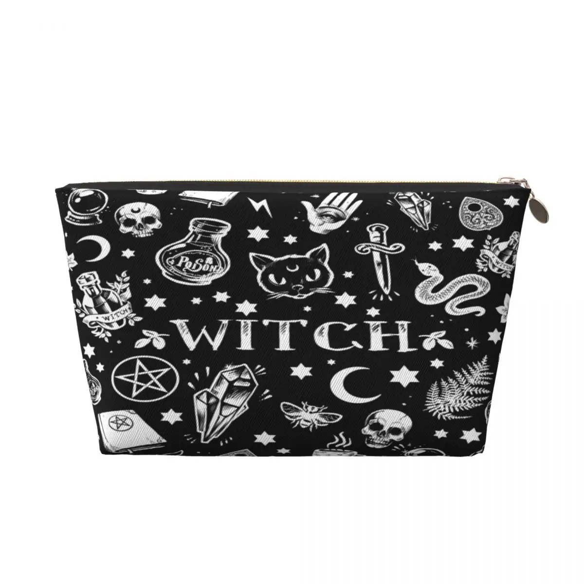 Custom Travel Witch Pattern Toiletry Bag Kawaii Halloween Occult Gothic Magic Cosmetic Makeup Beauty Storage Dopp Kit Case