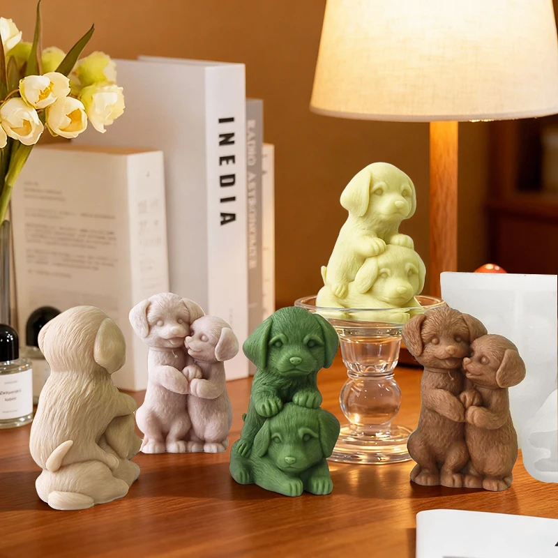 Puppy Candle Silicone Mold Handmade Gifts Golden Retriever Plaster Resin Ornaments Mould Soap Candle Making Supplies