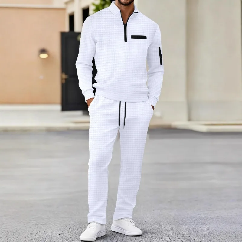 

Men's Solid Color Zipper Sweatpants Set Casual Jogger Suit