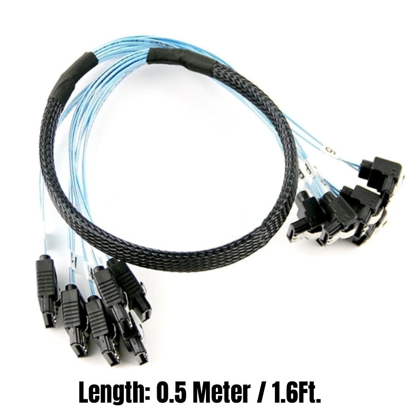 0.5M 6 SATA3.0 SATAIII Straight to Angled 6Gbps Data Cable for BTC Mining, NAS, HDD SSD, Optical CD Driver, Computer Server Host