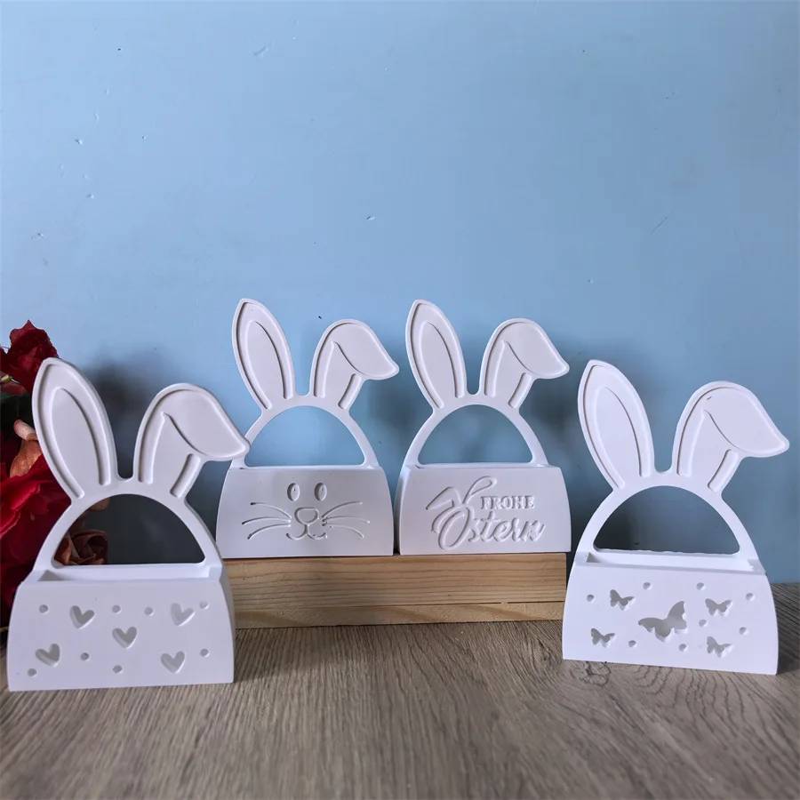 

Easter Series Silicone Resin Casting Molds for Rabbit Ears, Flower Basket Gift Storage Box Decorative Item, Irregular Shape