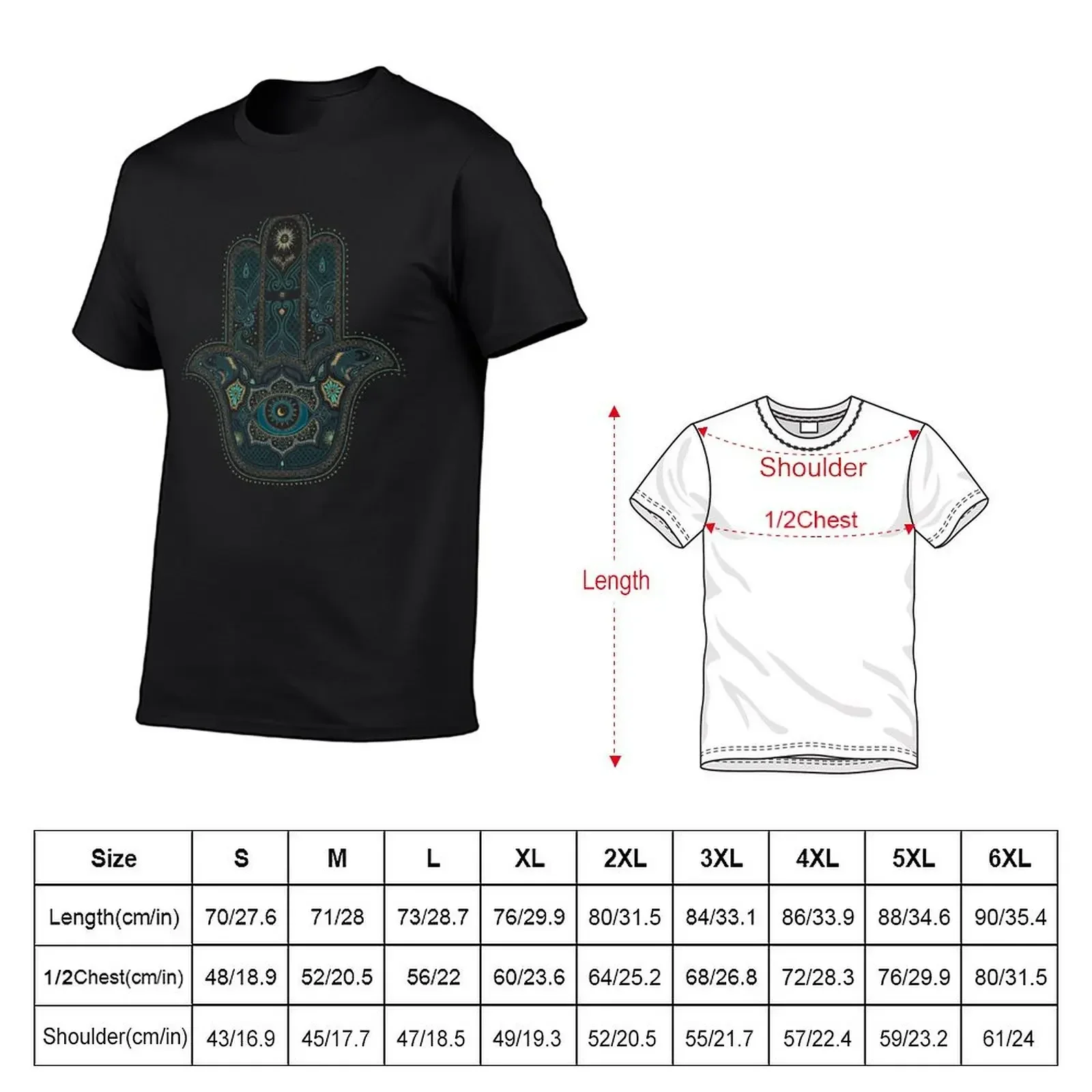 Hamsa Hand in Blue and Gold T-Shirt plain graphic t shirt vintage blanks fitted t shirts for men