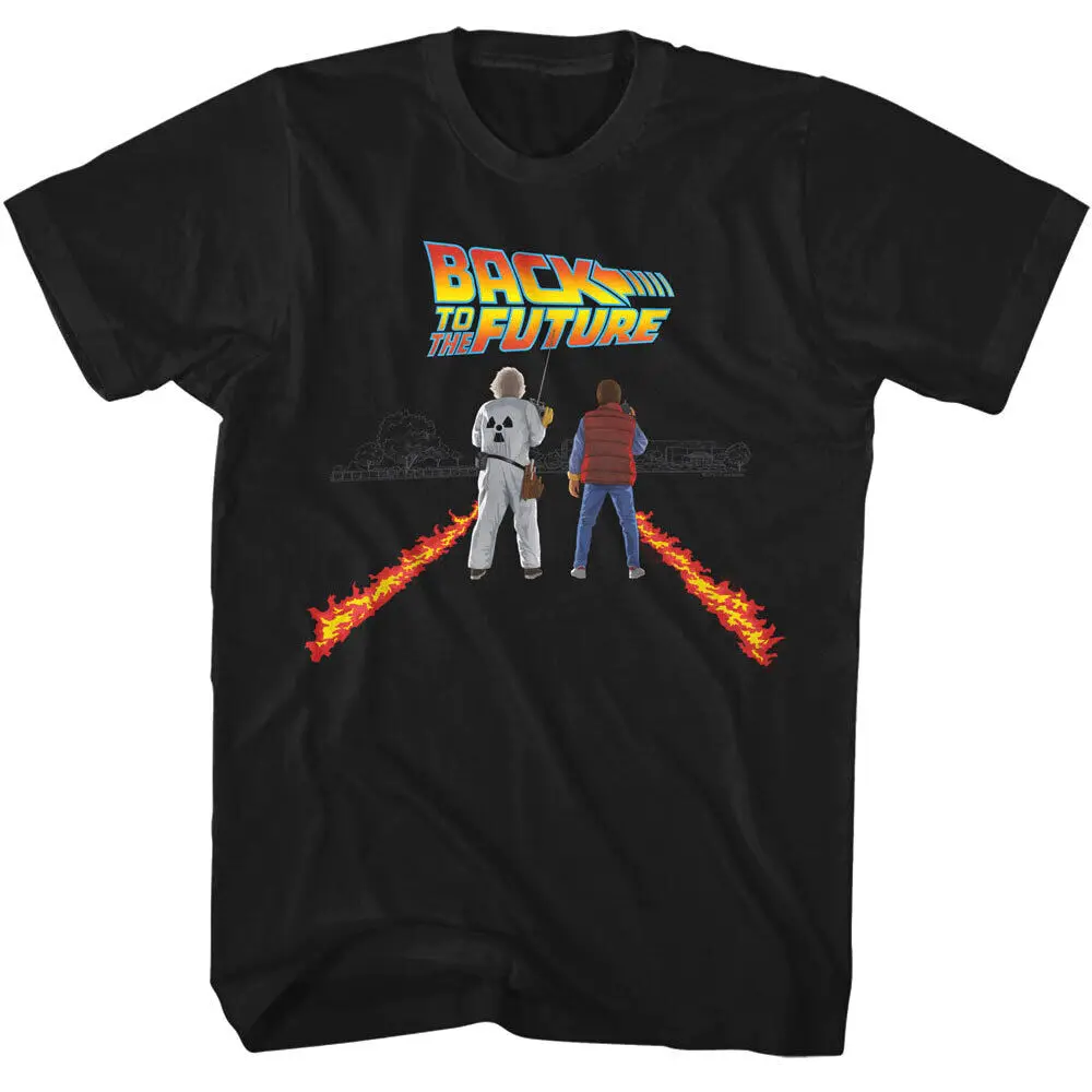 Back to The Future Fire Streaks Men's T Shirt Flaming Trails Marty McFly Doc