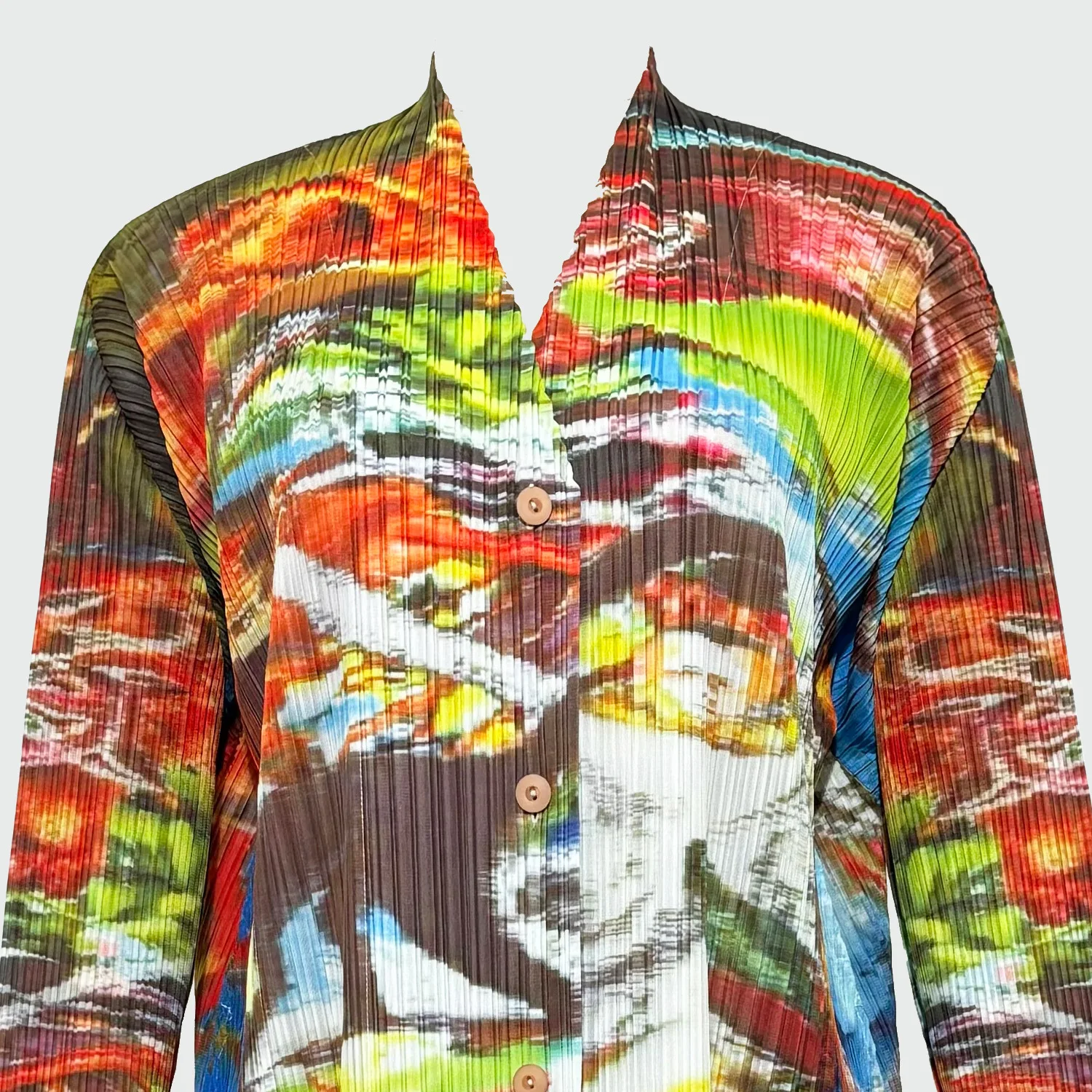 Miyake-vestido camisero holgado plisado, diseño Floral, versátil, a la moda, vestido largo de un solo pecho, ropa de mujer