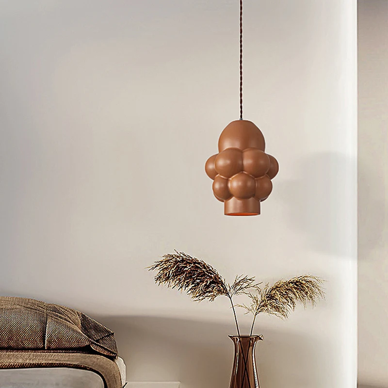 Scandinavian Studio Minimalist Decorative Lights Nordic Cream Style Green Orange White Bedroom Dining Table Led Pendent Lamp
